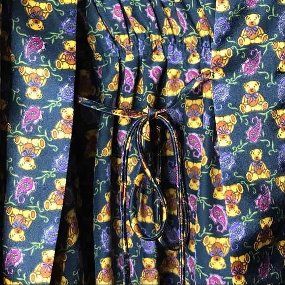 Versailles The Bay Vintage Satin Silky Bathrobe Robe Lingerie Lounge Teddy Bears - Picture 9 of 15